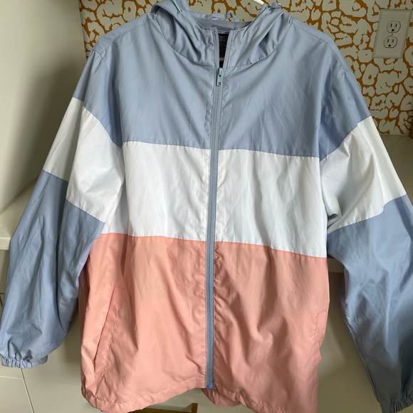 Light blue and salmon windbreaker - Picture 2 of 3
